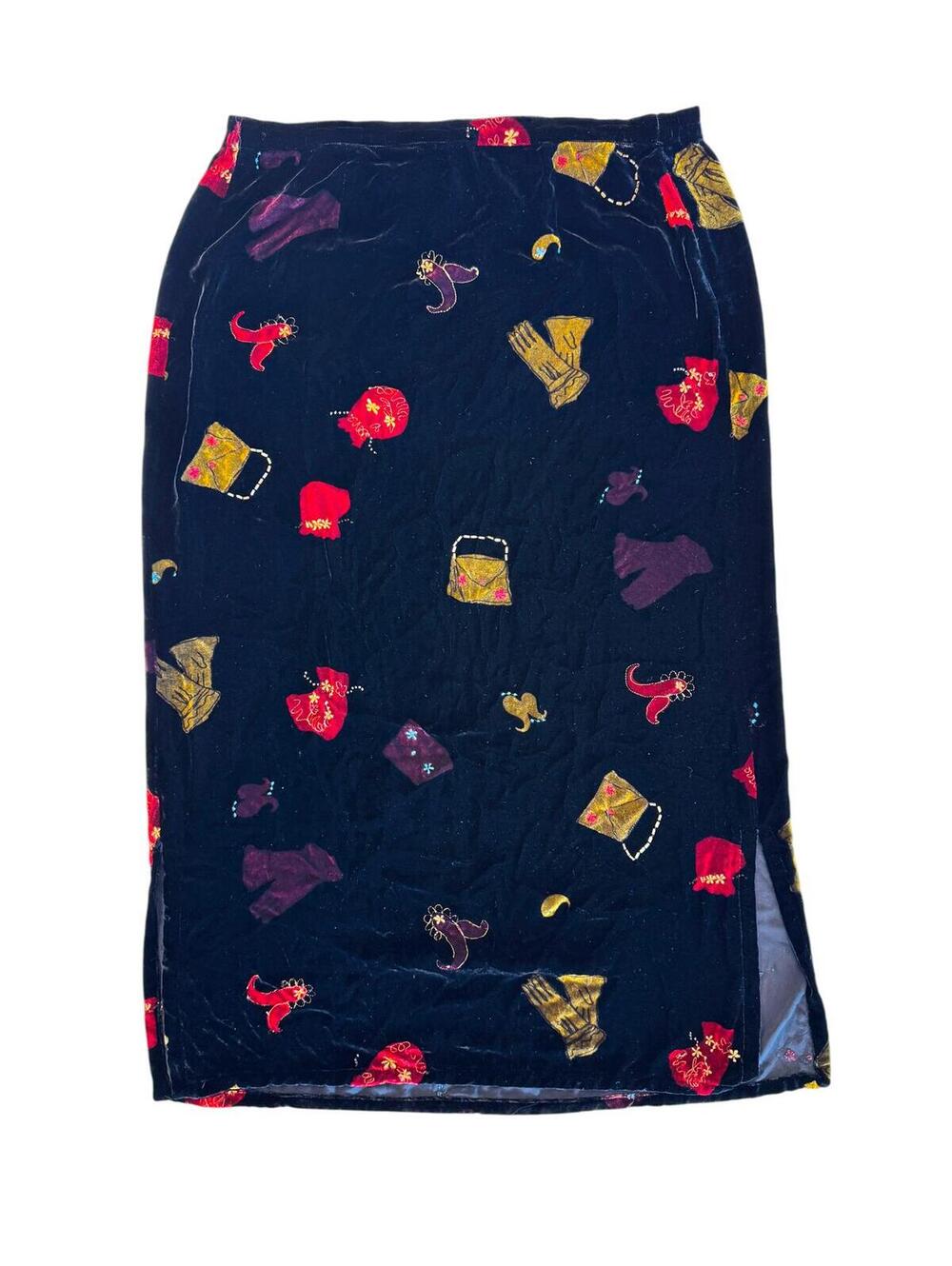 David dart collection black velvet maxi skirt
